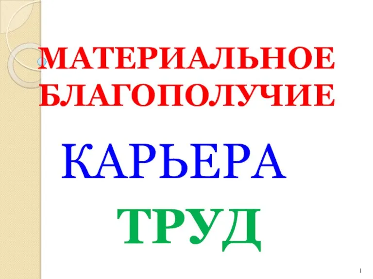 Материальное Благополучие. Карьера. Труд