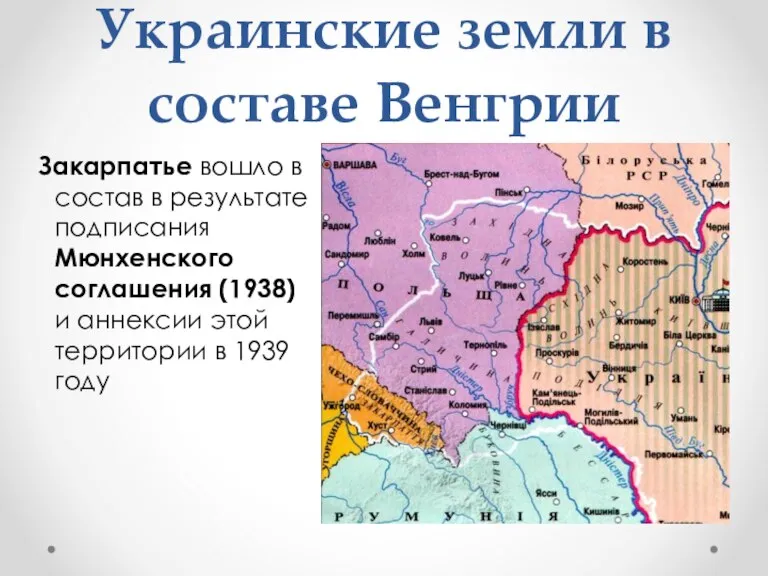 Украинские земли в составе Венгрии Закарпатье вошло в состав в результате подписания