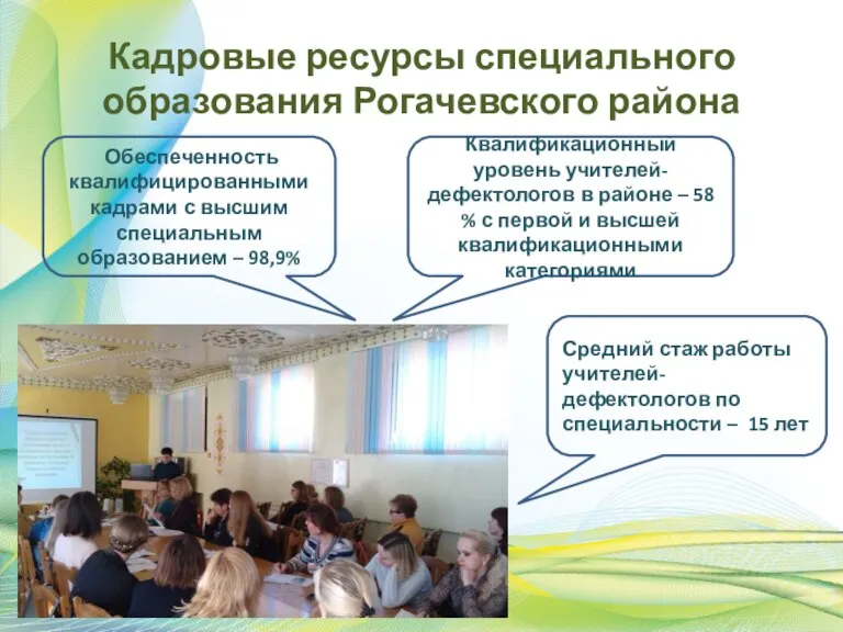 Кадровые ресурсы специального образования Рогачевского района Обеспеченность квалифицированными кадрами с высшим специальным