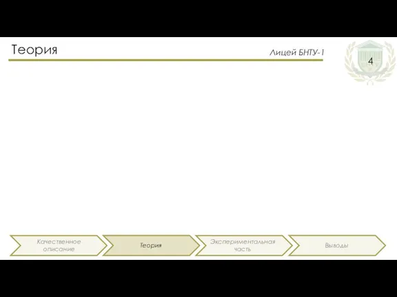 Теория Качественное описание Теория Экспериментальная часть Выводы