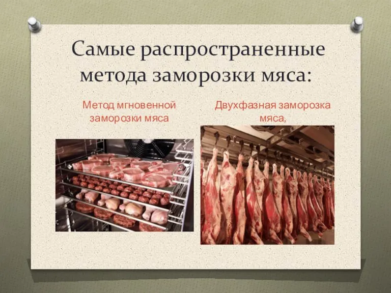 Самые распространенные метода заморозки мяса: Метод мгновенной заморозки мяса Двухфазная заморозка мяса,