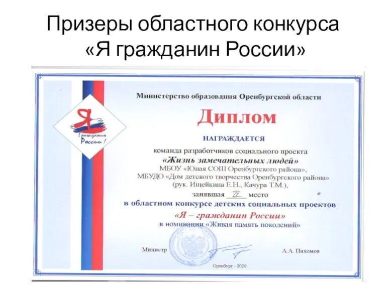 Призеры областного конкурса «Я гражданин России»
