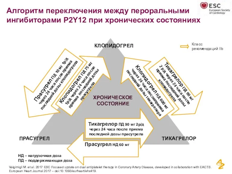 Алгоритм переключения между пероральными ингибиторами P2Y12 при хронических состояниях Прасугрел ПД 10