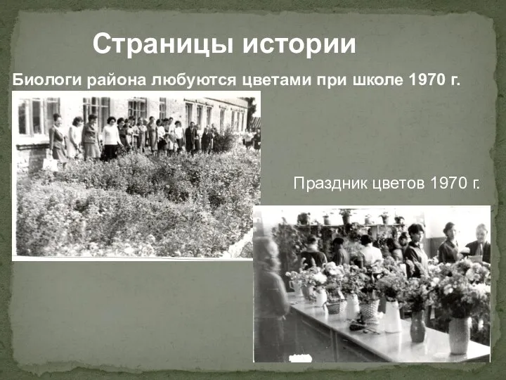 Биологи района любуются цветами при школе 1970 г. Страницы истории Праздник цветов 1970 г.