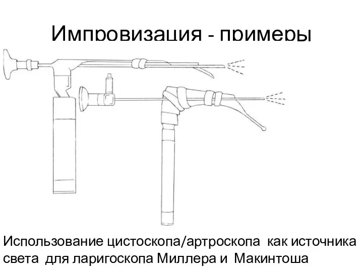 Импровизация - примеры Использование цистоскопа/артроскопа как источника света для ларигоскопа Миллера и Макинтоша