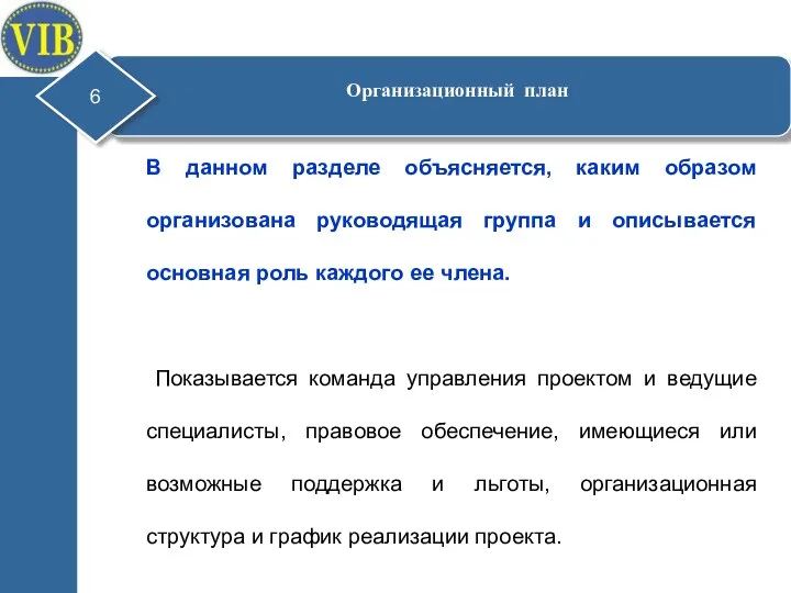 В данном разделе объясняется, каким образом организована руководящая группа и описывается основная