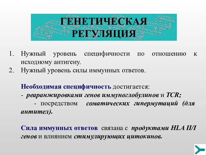 Нужный уровень специфичности по отношению к исходному антигену. Нужный уровень силы иммунных