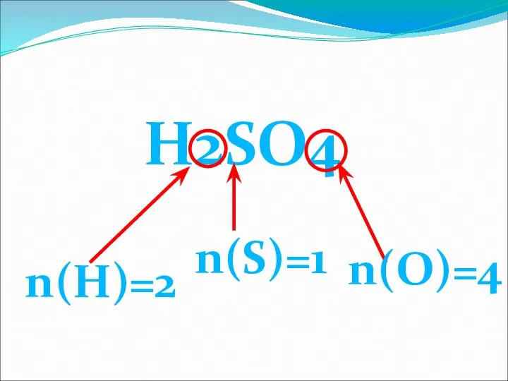 H2SO4 n(H)=2 n(S)=1 n(O)=4