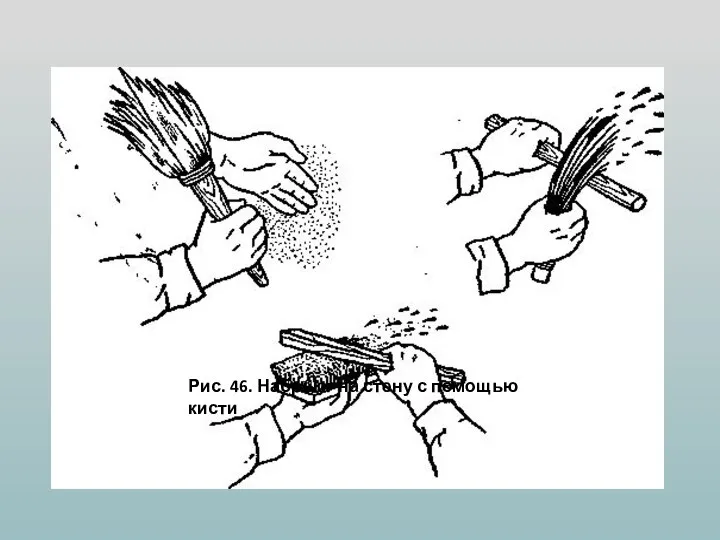 Рис. 46. Набрызг на стену с помощью кисти