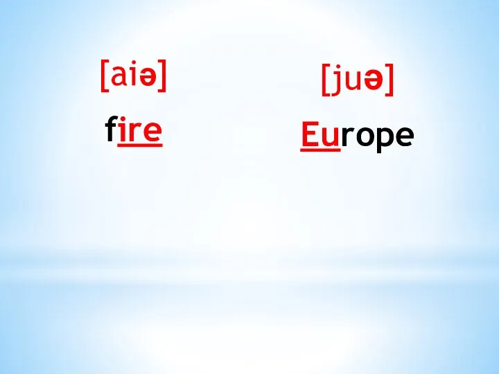 [aiə] fire [juə] Europe