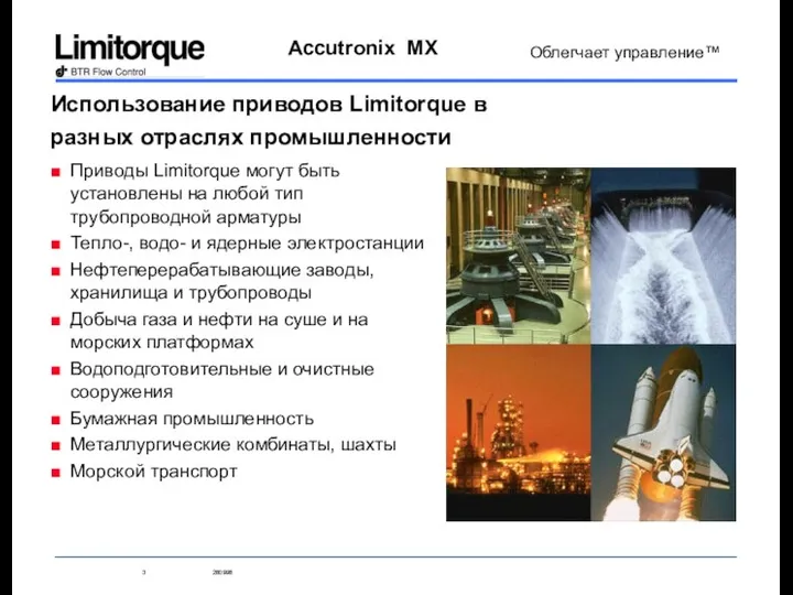 Использование приводов Limitorque в разных отраслях промышленности Приводы Limitorque могут быть установлены