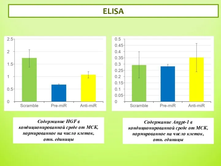 ELISA 5 Содержание Angpt-1 в кондиционированной среде от МСК, нормированное на число