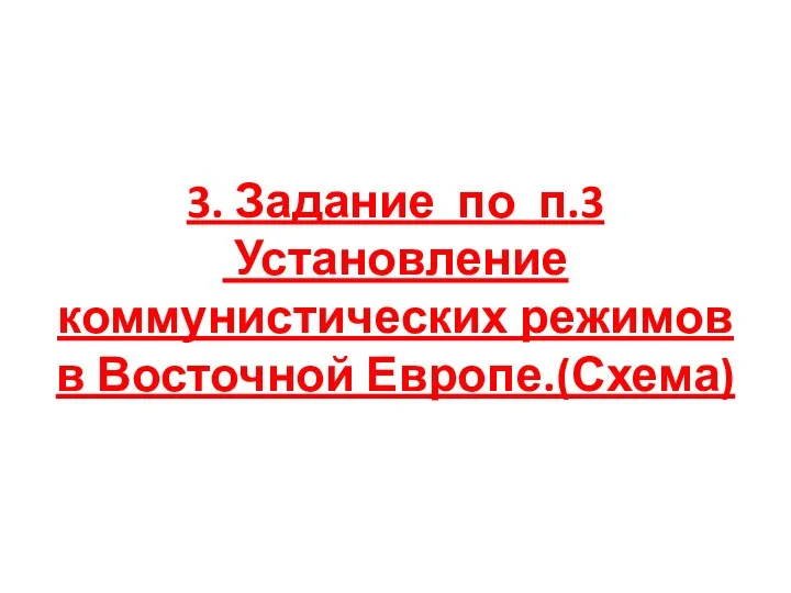 3. Задание по п.3 Установление коммунистических режимов в Восточной Европе.(Схема)