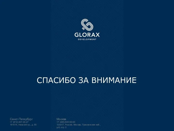 СПАСИБО ЗА ВНИМАНИЕ Санкт-Петербург +7 (812) 407-20-47 191014, Невский пр., д. 55