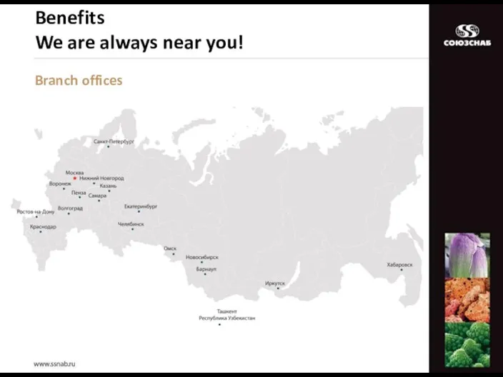 Branch offices Benefits We are always near you!