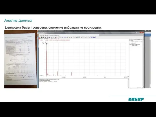 Анализ данных Центровка была проверена, снижение вибрации не произошло.