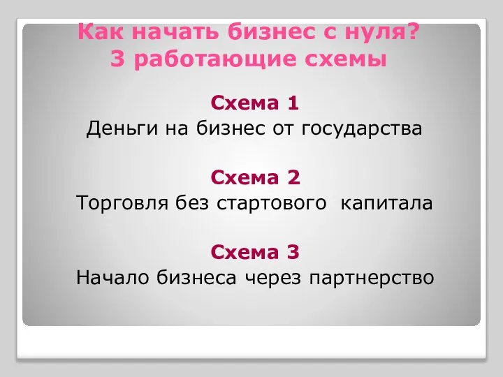 Как начать бизнес с нуля? 3 работающие схемы Схема 1 Деньги на