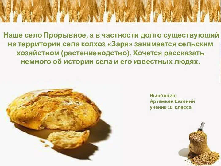 Наше село Прорывное, а в частности долго существующий на территории села колхоз