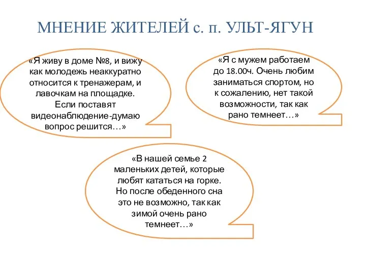 МНЕНИЕ ЖИТЕЛЕЙ с. п. УЛЬТ-ЯГУН «Я с мужем работаем до 18.00ч. Очень