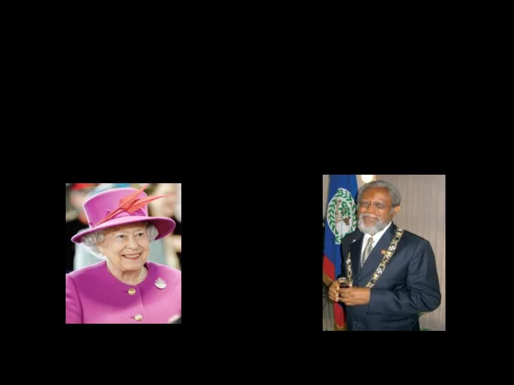 Глава государства Белиза. Глава государства - Королева Великобритании, которая представлена Генерал-губернатором Белиза.