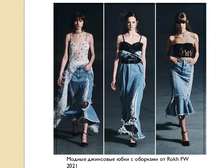 Модные джинсовые юбки с оборками от Rokh FW 2021