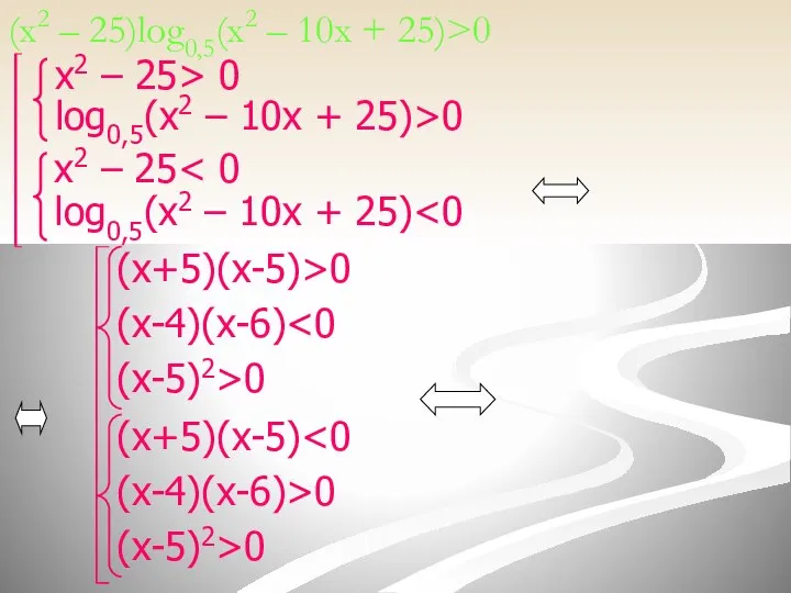 (x2 – 25)log0,5(x2 – 10x + 25)>0