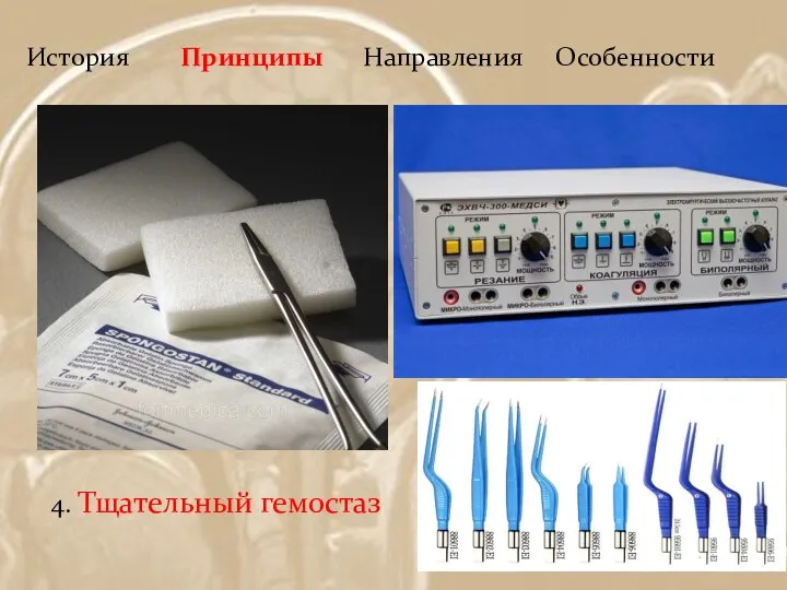 История Принципы Направления Особенности 4. Тщательный гемостаз