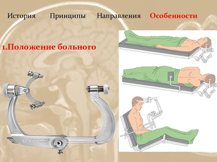 История Принципы Направления Особенности 1.Положение больного