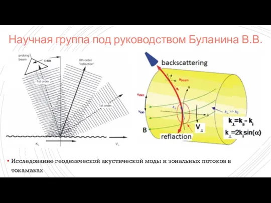 Научная группа под руководством Буланина В.В. Исследование геодезической акустической моды и зональных потоков в токамаках