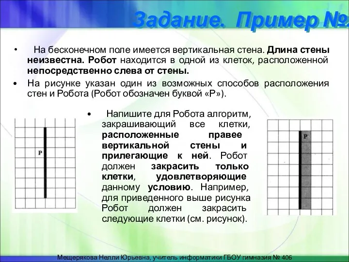 Задание. Пример №2 На бесконечном поле имеется вертикальная стена. Длина стены неизвестна.