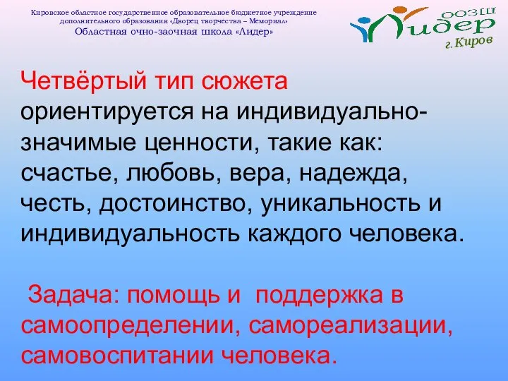 г.Киров Кировское областное государственное образовательное бюджетное учреждение дополнительного образования «Дворец творчества –