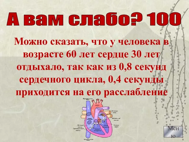 Меню А вам слабо? 100 Можно сказать, что у человека в возрасте