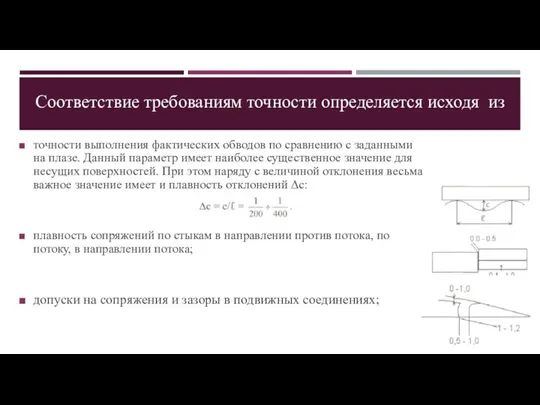 точности выполнения фактических обводов по сравнению с заданными на плазе. Данный параметр