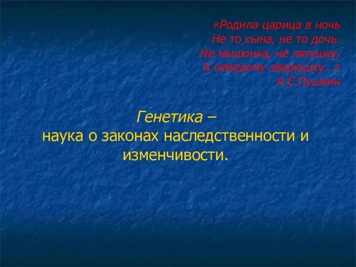 «Родила царица в ночь Не то сына, не то дочь. Не мышонка,