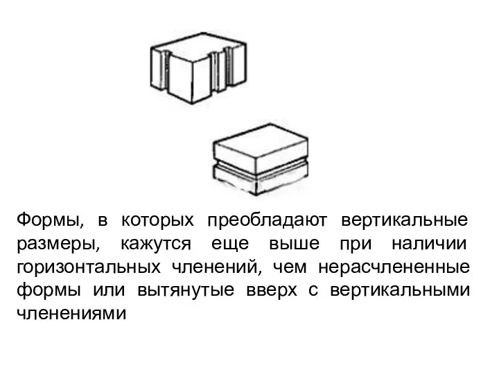 Формы, в которых преобладают вертикальные размеры, кажутся еще выше при наличии горизонтальных