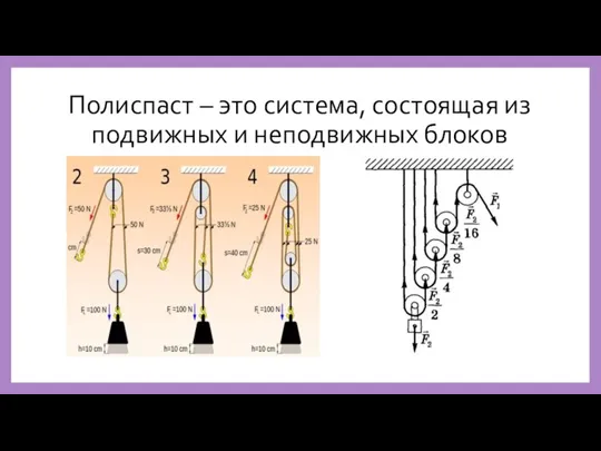 Полиспаст – это система, состоящая из подвижных и неподвижных блоков