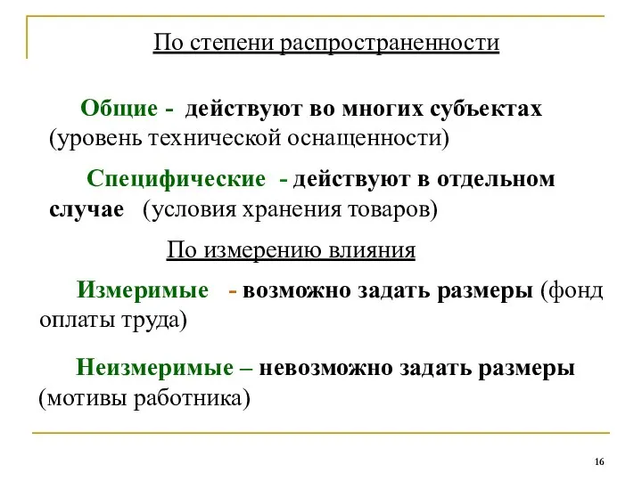 По степени распространенности Общие - действуют во многих субъектах (уровень технической оснащенности)