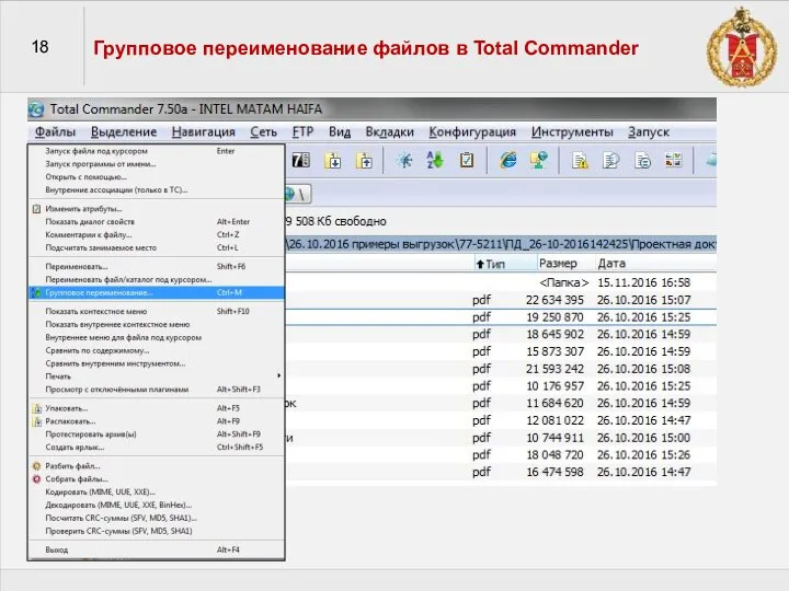 18 Групповое переименование файлов в Total Commander