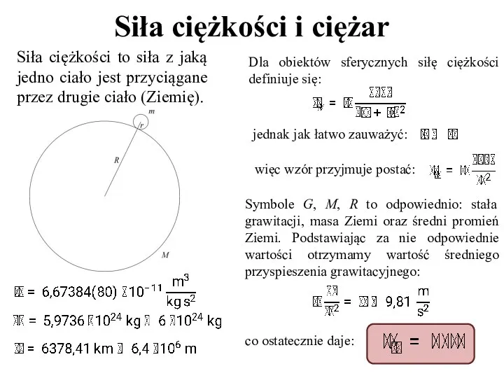 Siła ciężkości i ciężar Siła ciężkości to siła z jaką jedno ciało