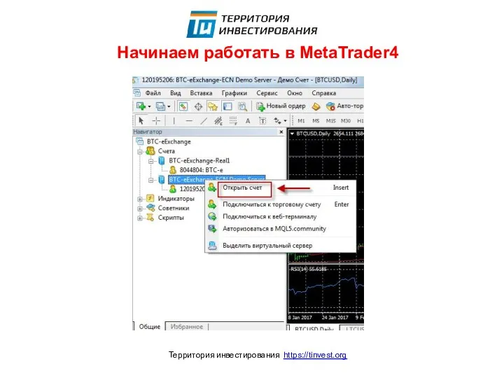 Начинаем работать в MetaTrader4 Территория инвестирования https://tinvest.org