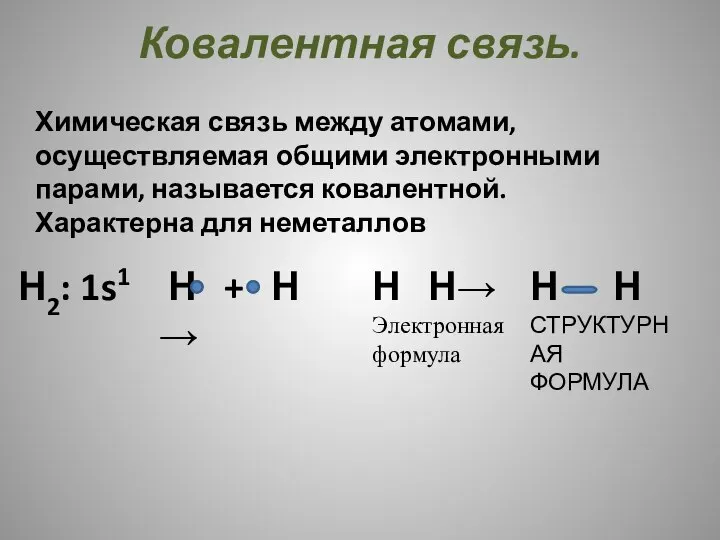 Ковалентная связь. Химическая связь между атомами, осуществляемая общими электронными парами, называется ковалентной.