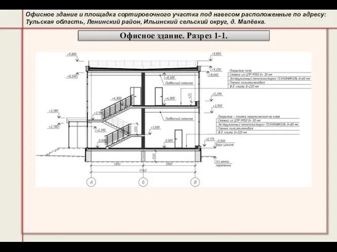 Офисное здание и площадка сортировочного участка под навесом расположенные по адресу: Тульская