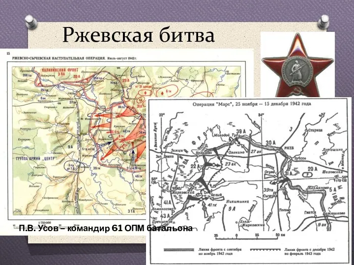 Ржевская битва П.В. Усов – командир 61 ОПМ батальона