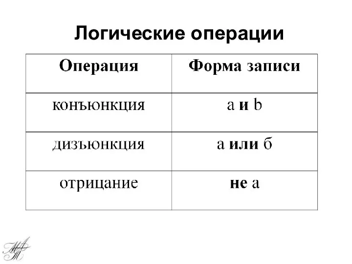 Логические операции