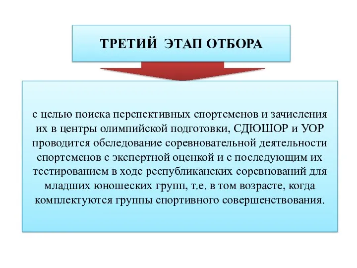 ТРЕТИЙ ЭТАП ОТБОРА с целью поиска перспективных спортсменов и зачисления их в