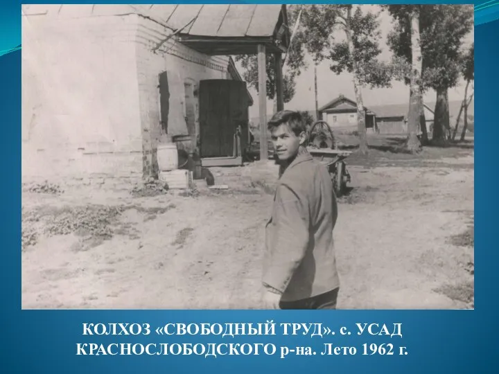 КОЛХОЗ «СВОБОДНЫЙ ТРУД». с. УСАД КРАСНОСЛОБОДСКОГО р-на. Лето 1962 г.