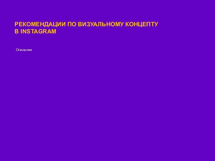 РЕКОМЕНДАЦИИ ПО ВИЗУАЛЬНОМУ КОНЦЕПТУ В INSTAGRAM Описание