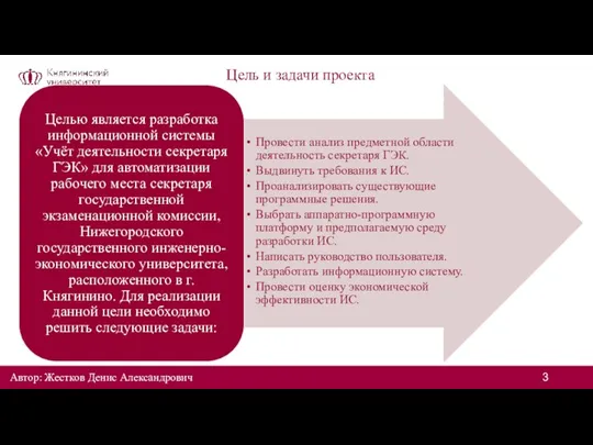 Цель и задачи проекта Автор: Жестков Денис Александрович