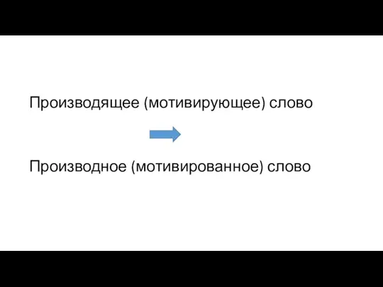 Производящее (мотивирующее) слово Производное (мотивированное) слово