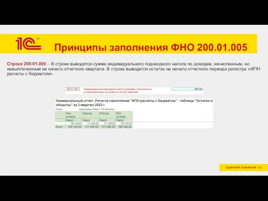 Принципы заполнения ФНО 200.01.005 Строка 200.01.005 – В строке выводятся сумма индивидуального